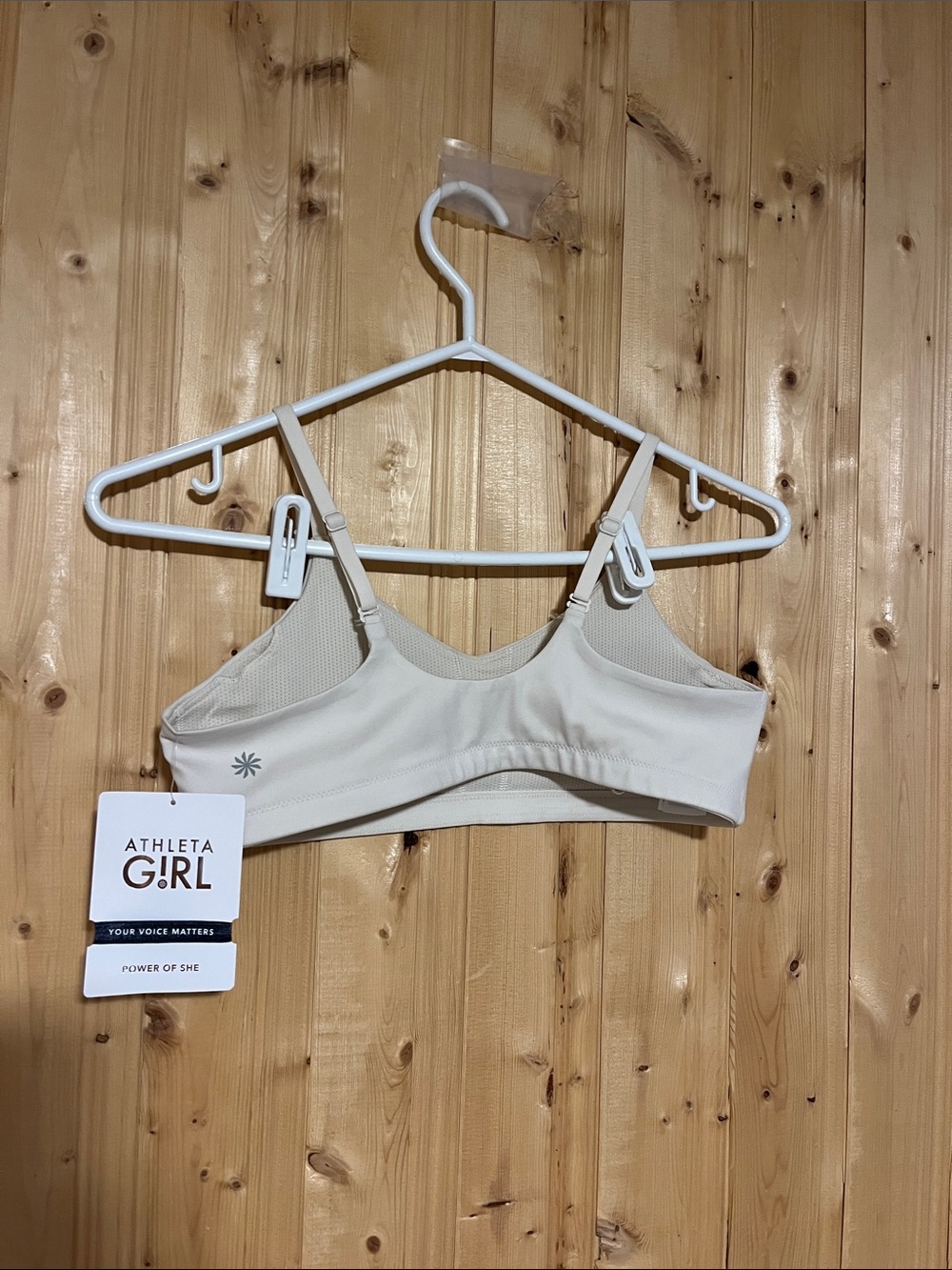 Athleta Girl Beige/Cream Adjustable-Strap Sports Bra